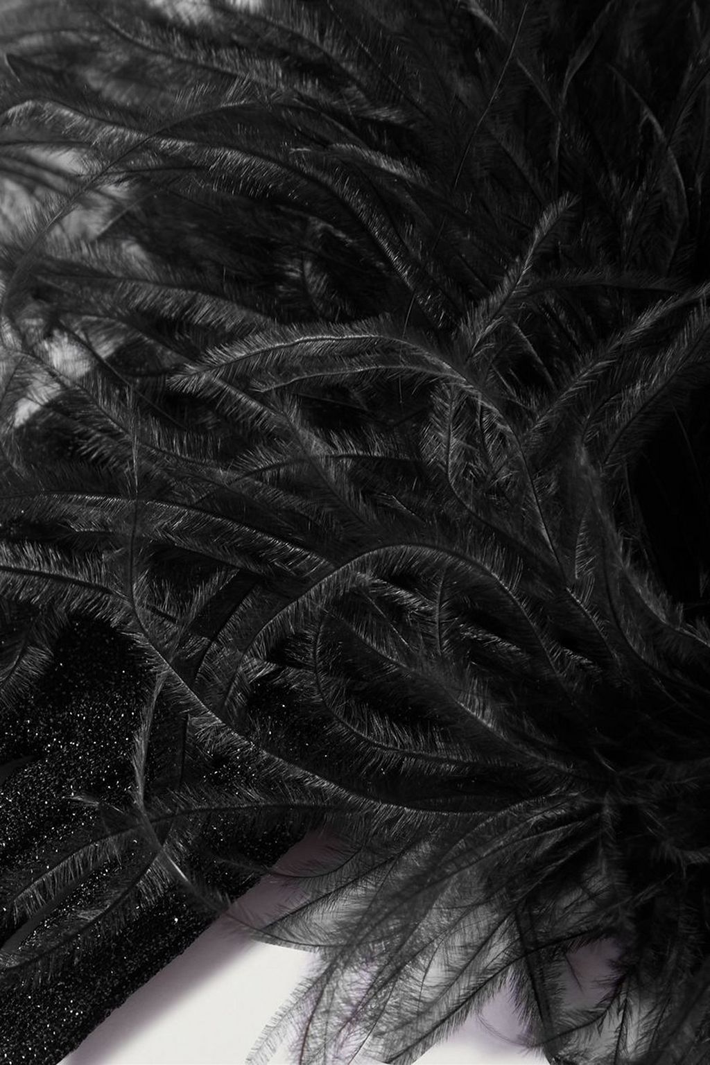 OSÉREE Lumière Plumage feather-trimmed metallic stretch-knit gloves
