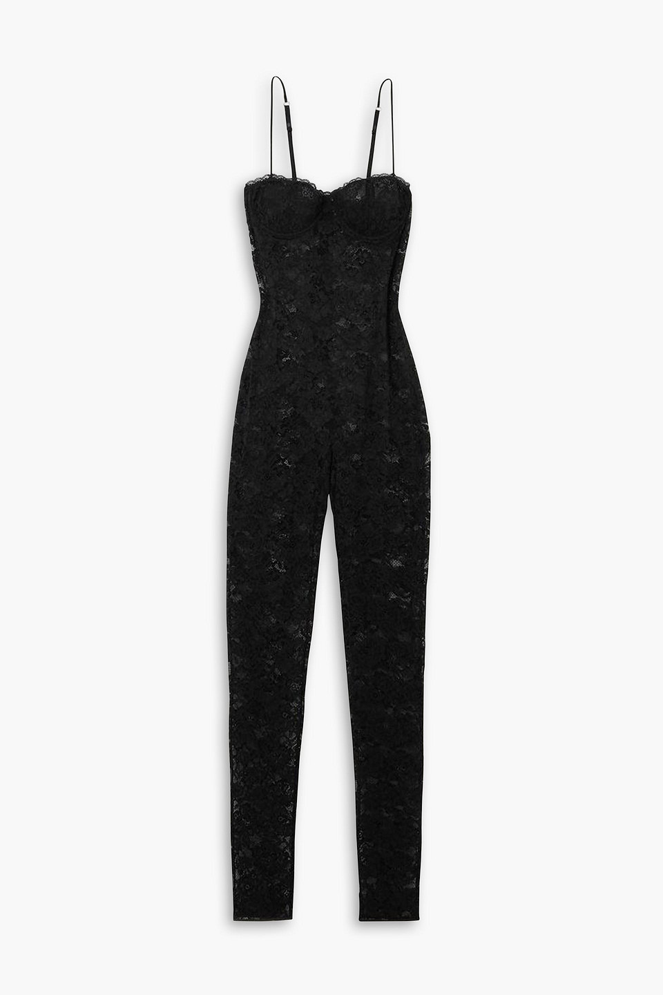 Oseree O-lover Stretch-lace Jumpsuit In Black