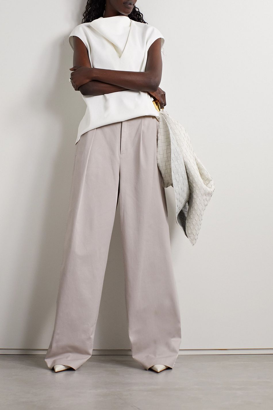 Stella slim twill pants - Egret