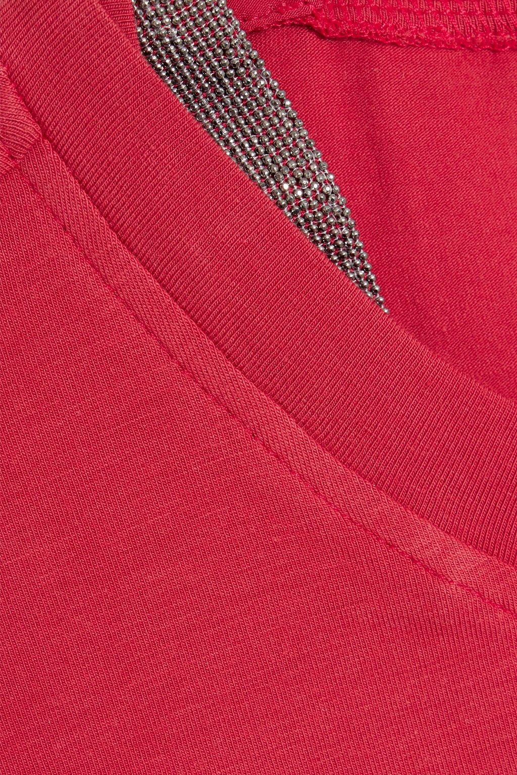 BRUNELLO CUCINELLI Bead-embellished stretch cotton-jersey T-shirt