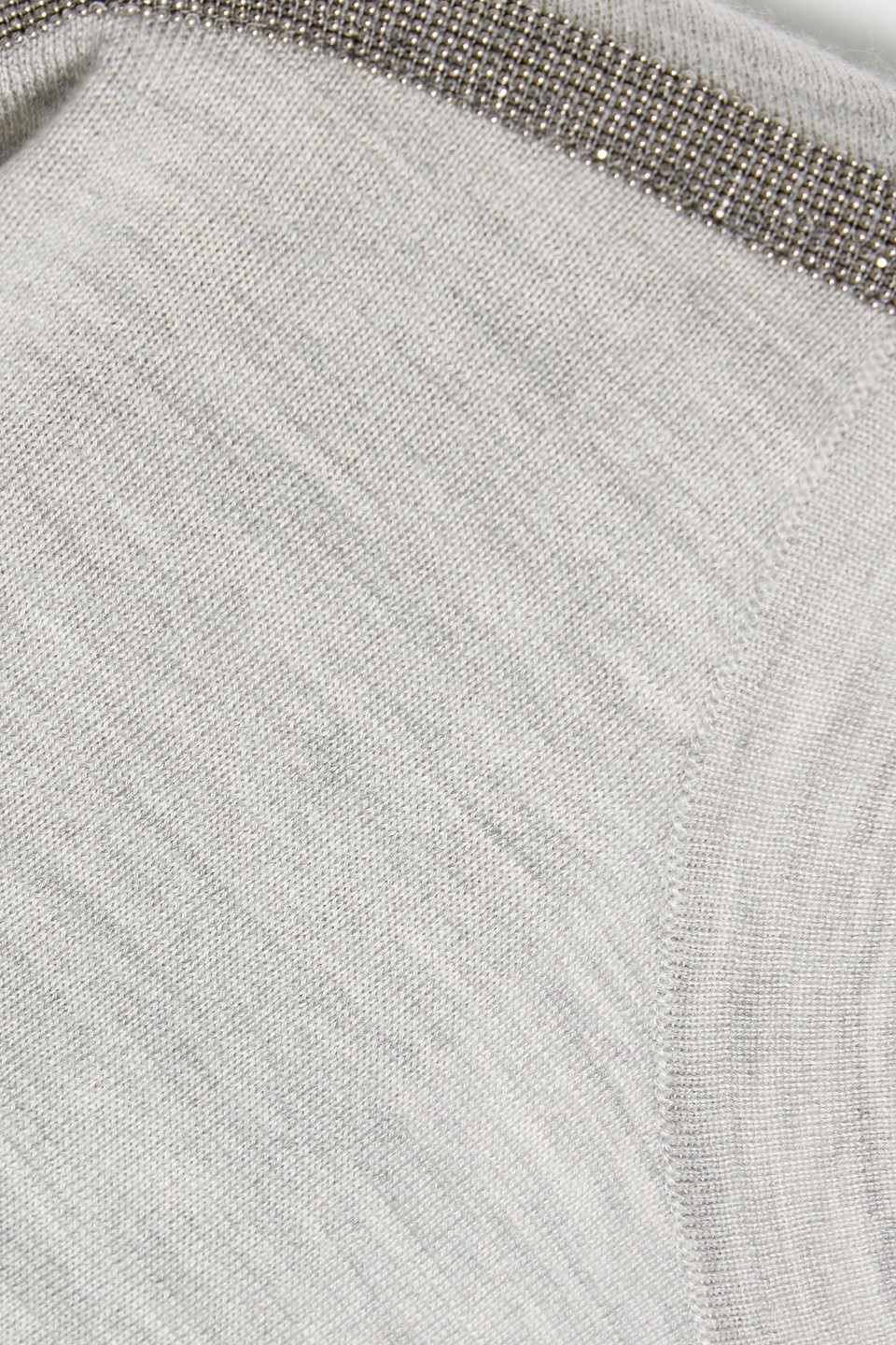 Brunello Cucinelli Bead-embellished Cashmere And Silk-blend Top In Gray
