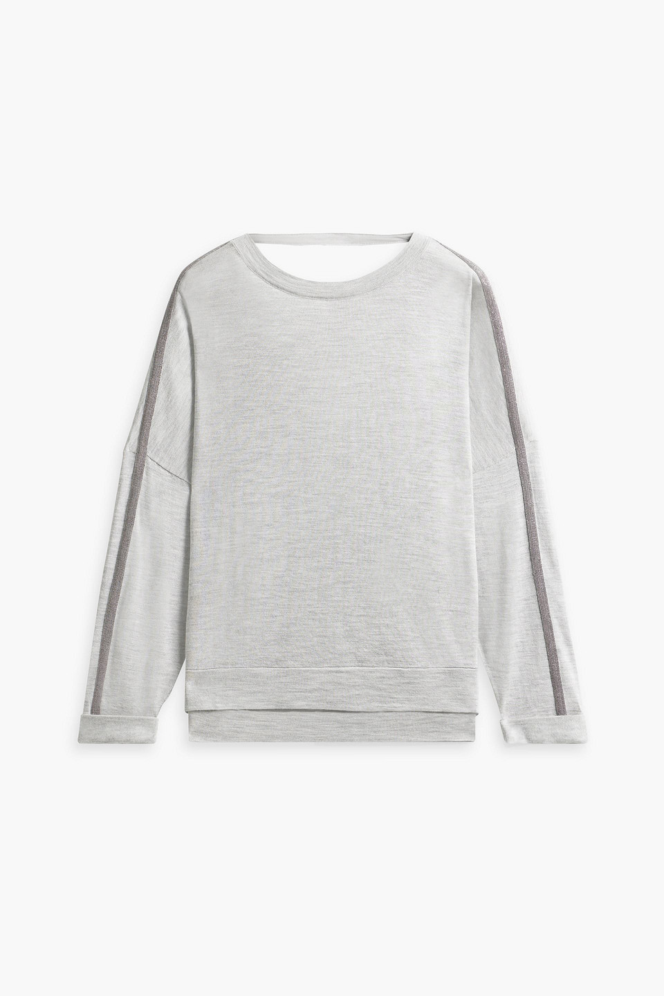 Brunello Cucinelli Bead-embellished Cashmere And Silk-blend Top In Gray