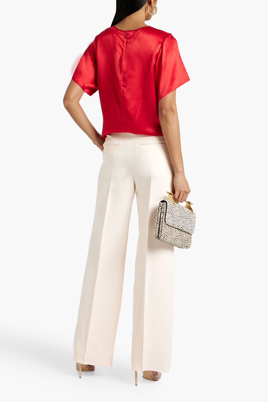 VALENTINO GARAVANI Wool and silk-blend crepe wide-leg pants