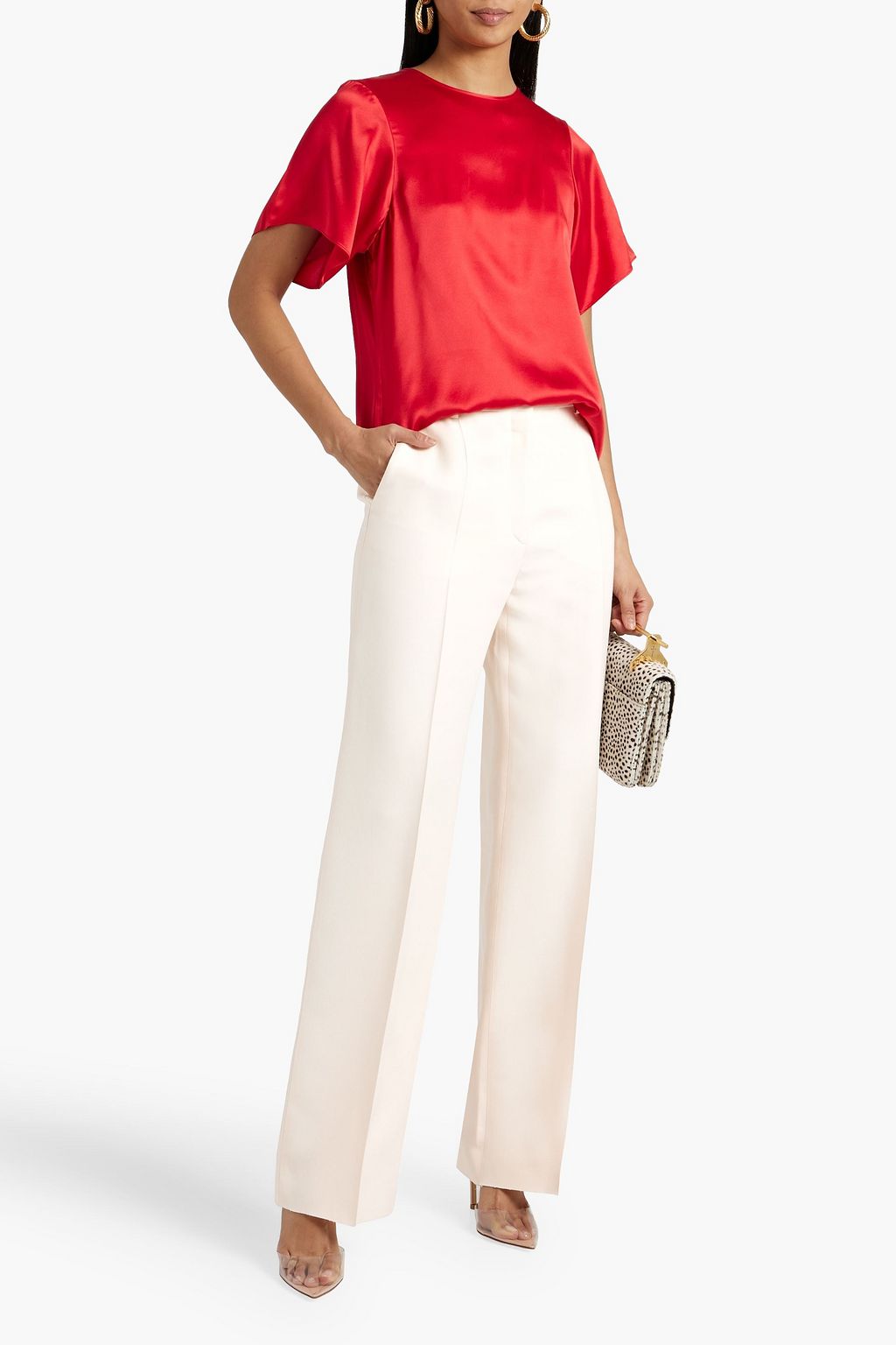 VALENTINO GARAVANI Wool and silk-blend crepe wide-leg pants