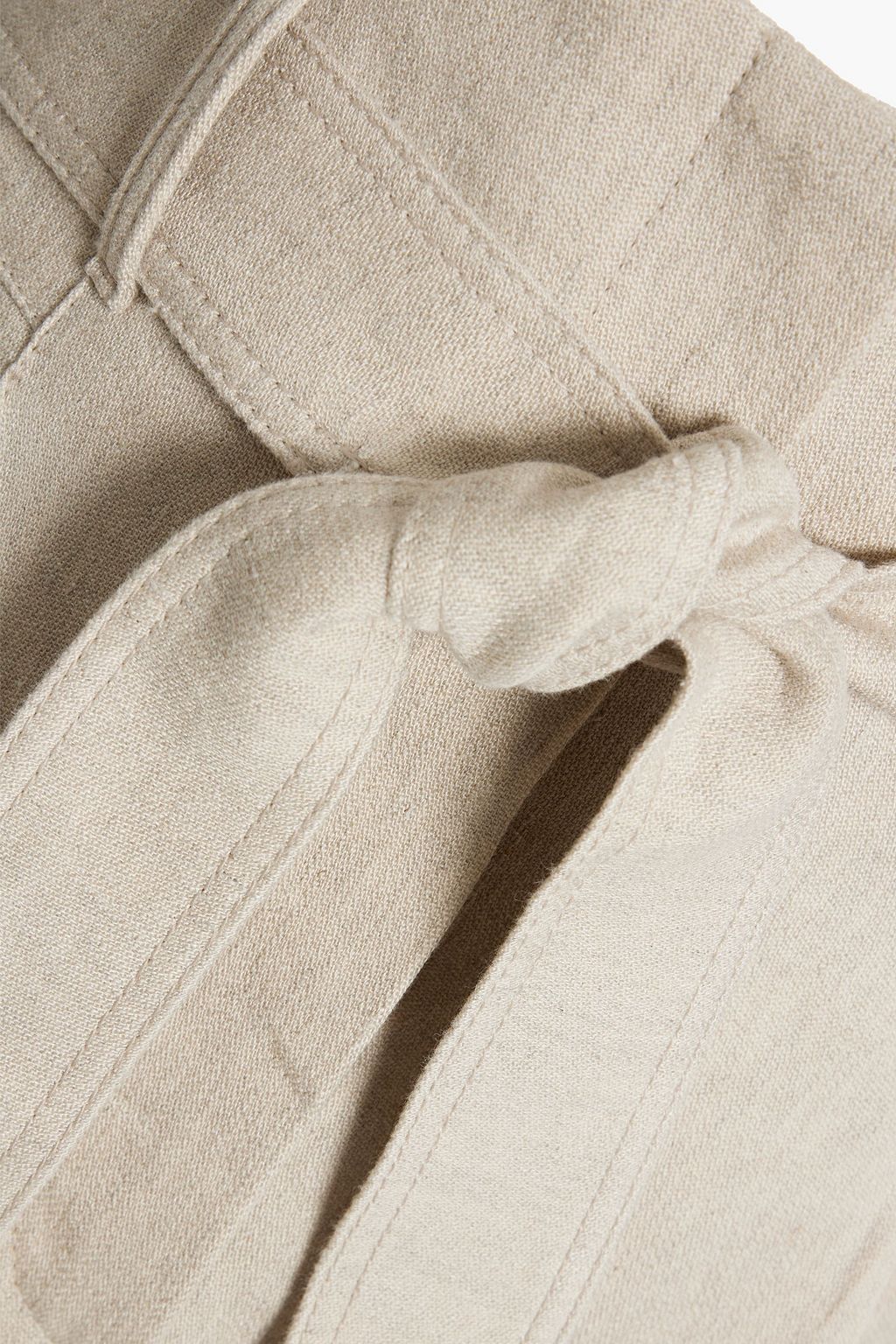 BRUNELLO CUCINELLI Pleated belted cotton and linen-blend midi skirt