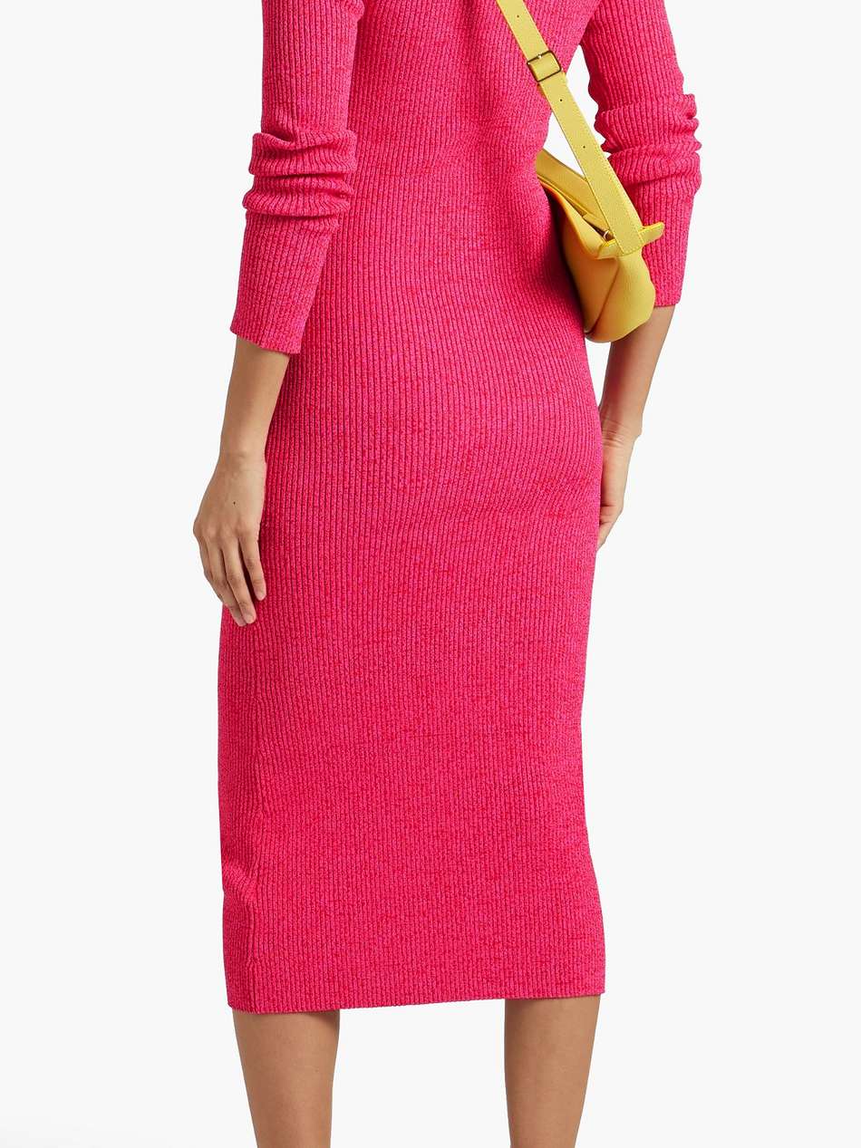 marled ribbed-knit midi dress
