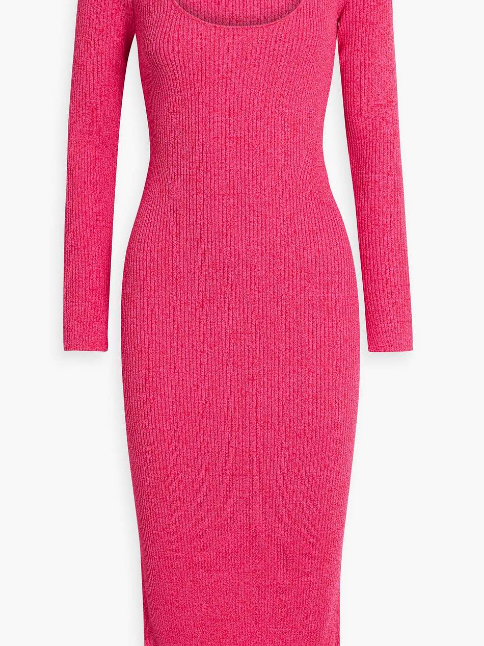 marled ribbed-knit midi dress