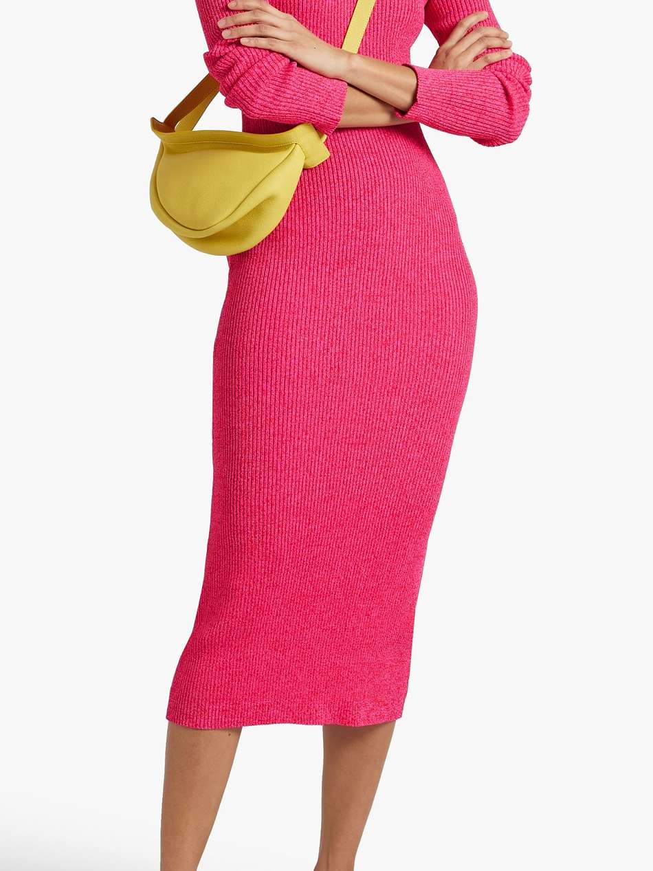 marled ribbed-knit midi dress