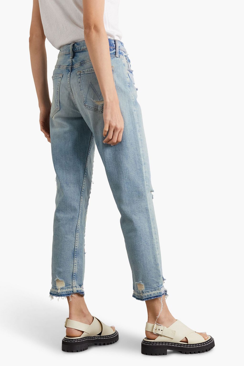 MOTHER The Tomcat cropped patchwork high-rise straight-leg jeans