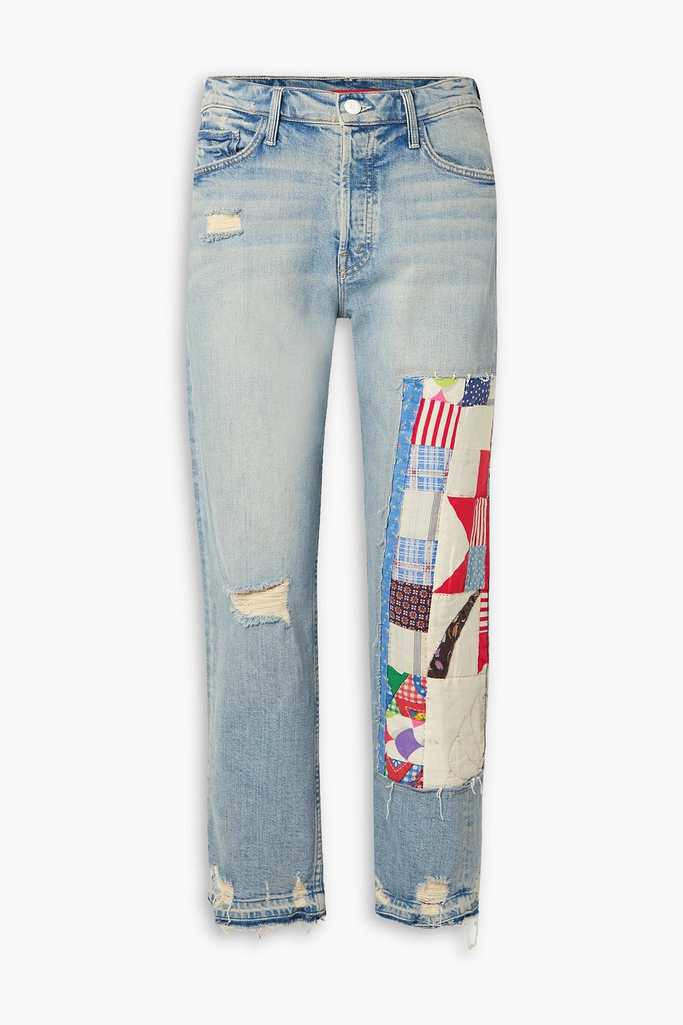 MOTHER Carolyn Murphy The Tomcat cropped patchwork high-rise straight-leg jeans