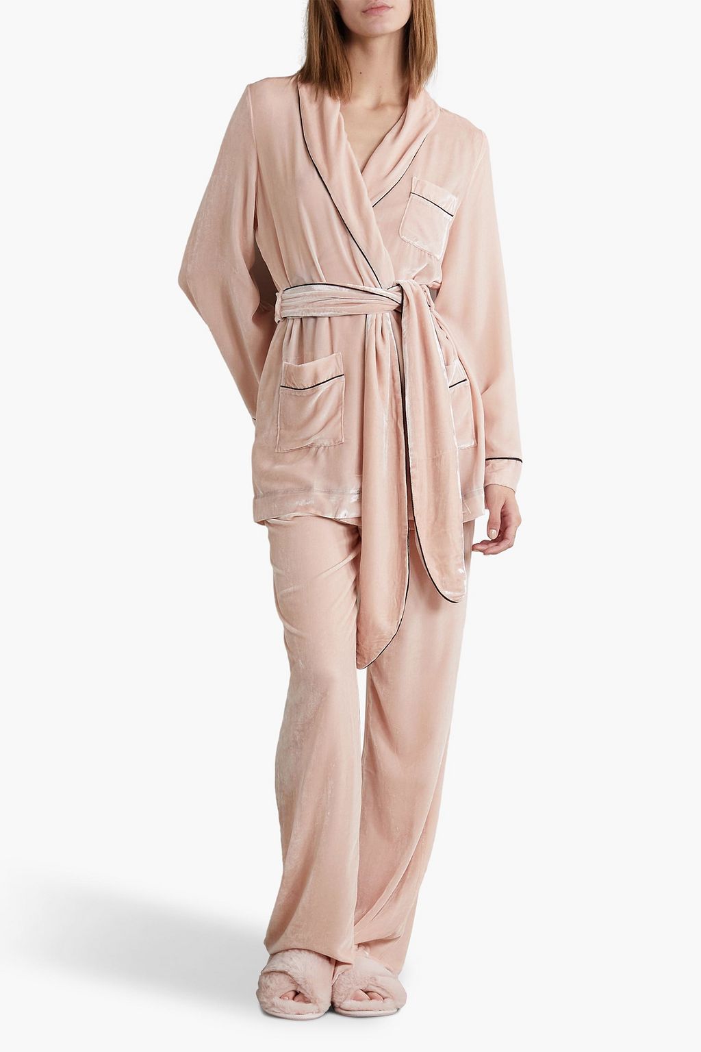 SLEEPING WITH JACQUES Pyjama-Hose aus Samt mit Paspeln