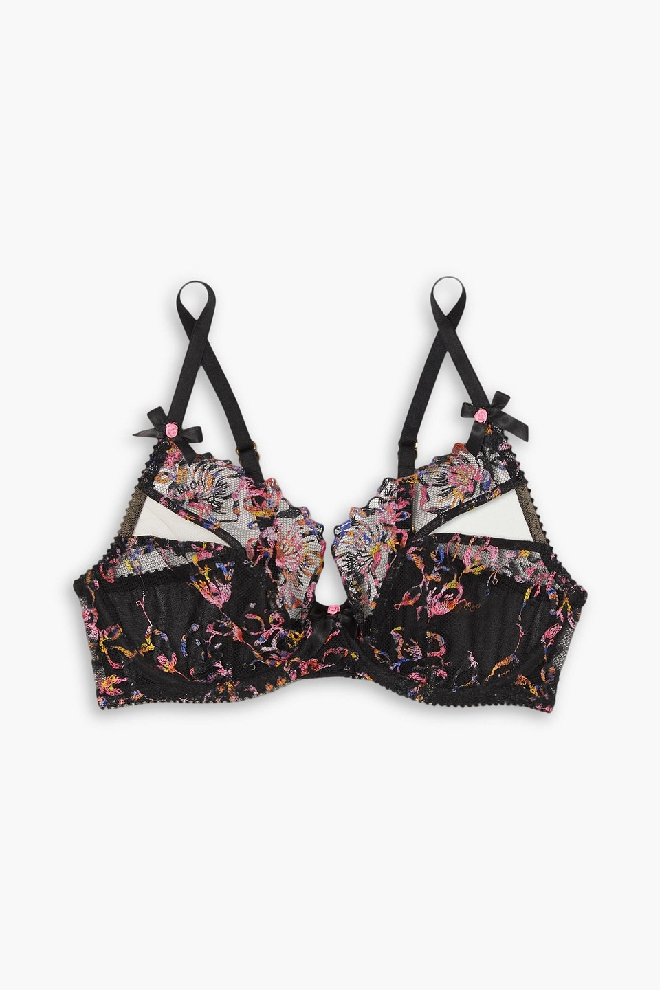 Agent Provocateur Leisha embroidered tulle underwired balconette bra