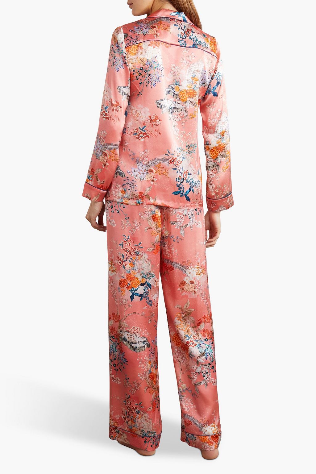 MENG Floral-print silk-satin pajama set