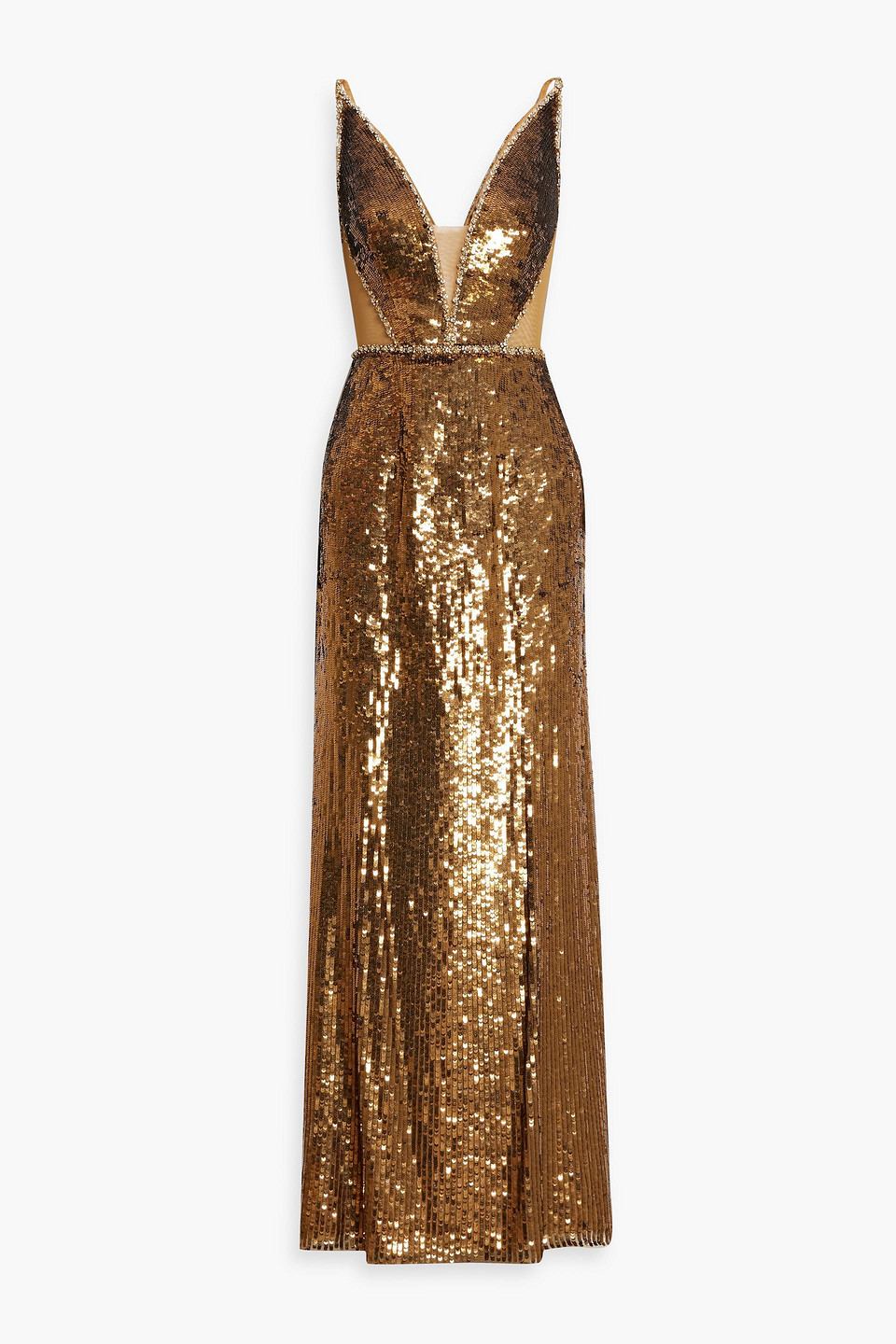 Jenny Packham Crystal-embellished Sequined Tulle Gown In Copper