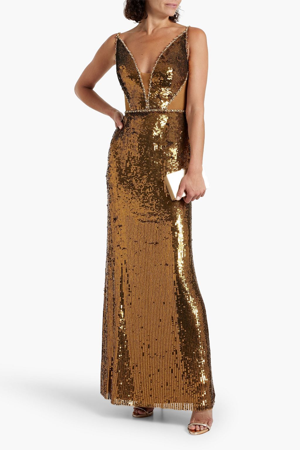 JENNY PACKHAM Crystal-embellished sequined tulle gown