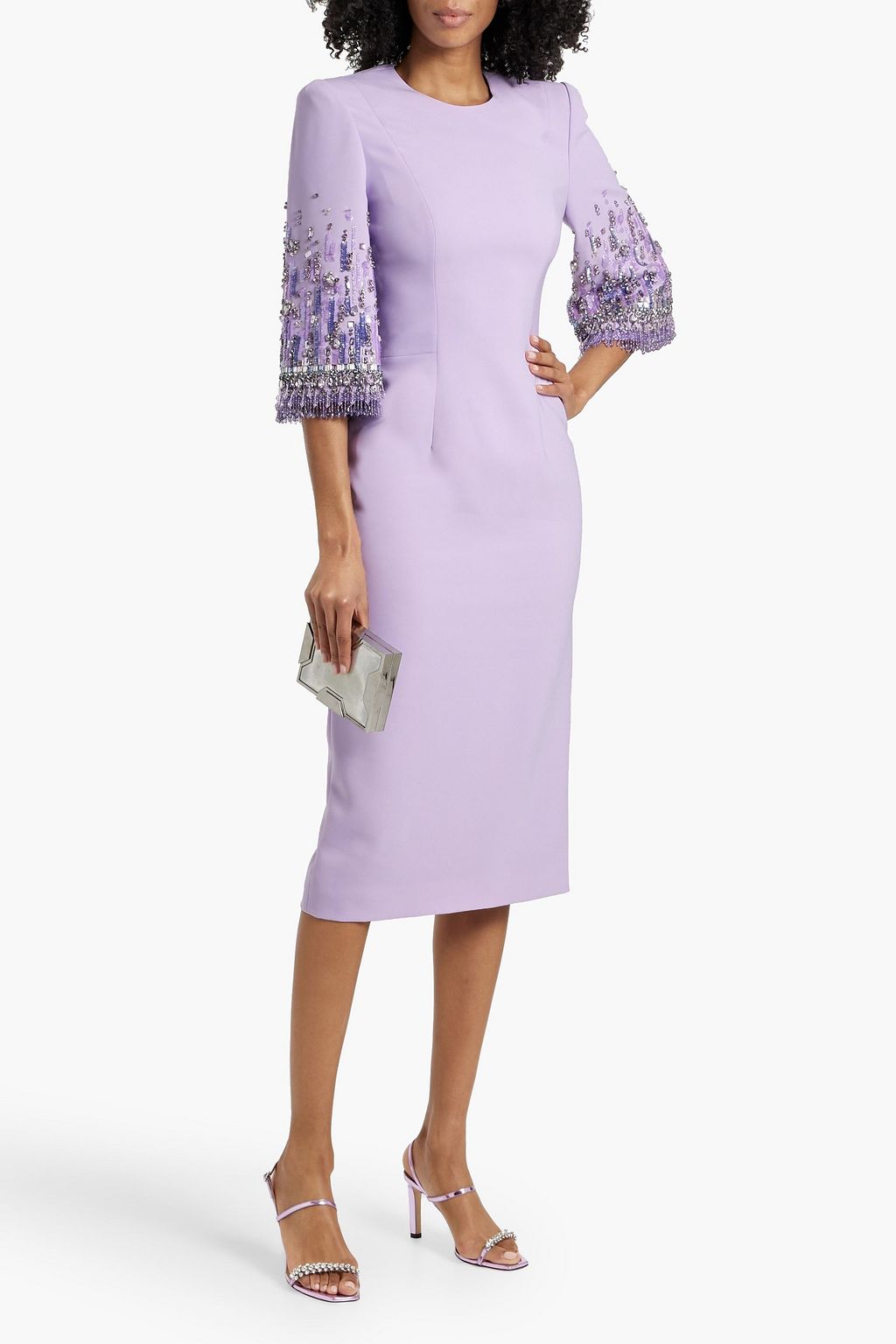 JENNY PACKHAM Bergman embellished crepe midi dress