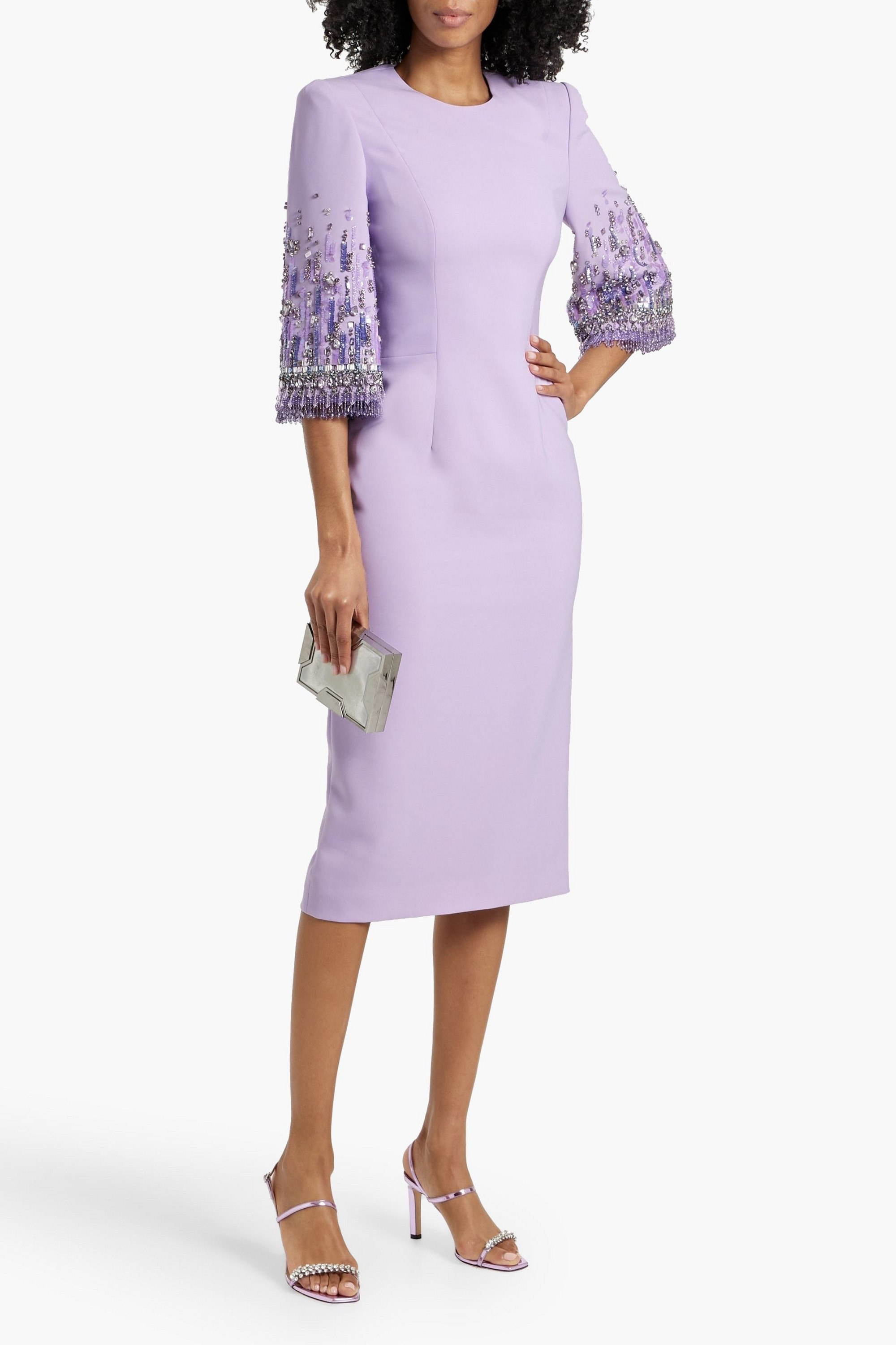 Jenny Packham Bergman embellished crepe midi dress