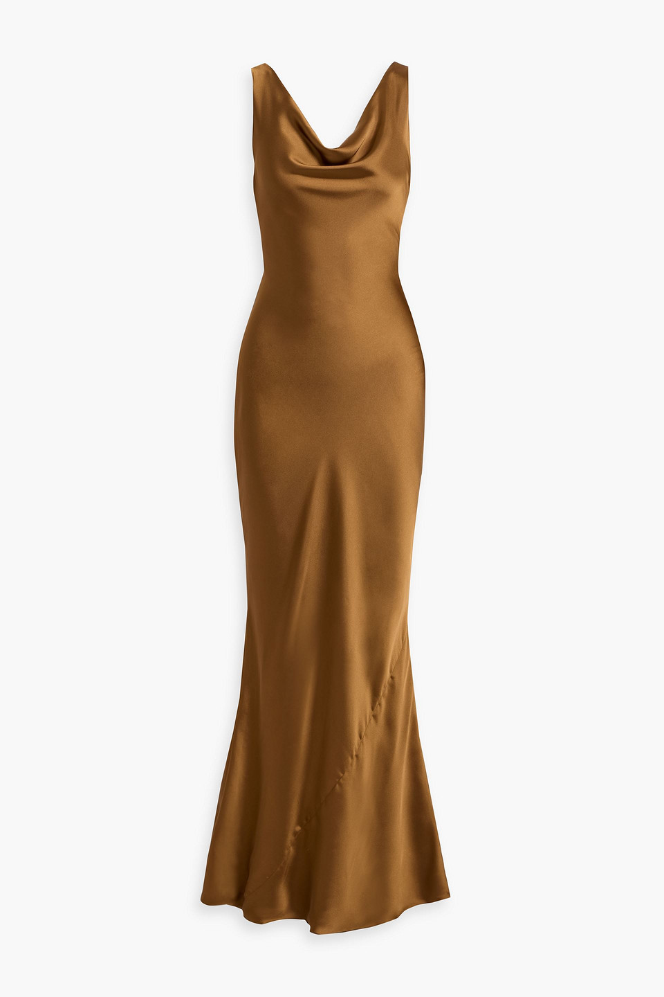 Norma Kamali Maria Draped Satin Gown In Brown