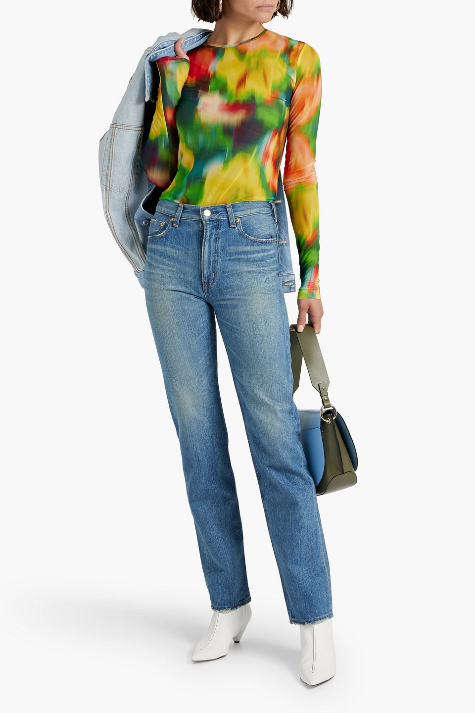 Shop Tu Es Mon Tresor The Labradorite Mid-rise Slim-leg Jeans In Mid Denim