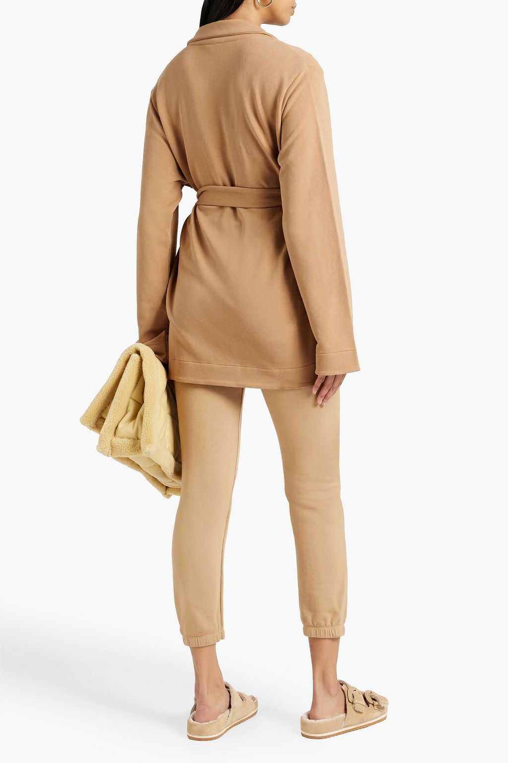 SKIN Elenora belted stretch cotton-terry cardigan