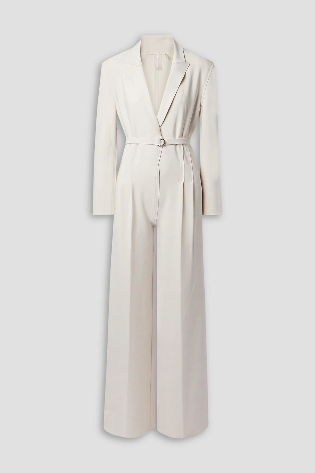 NORMA KAMALI Belted pleated stretch jersey wide leg jumpsuit THE OUTNET