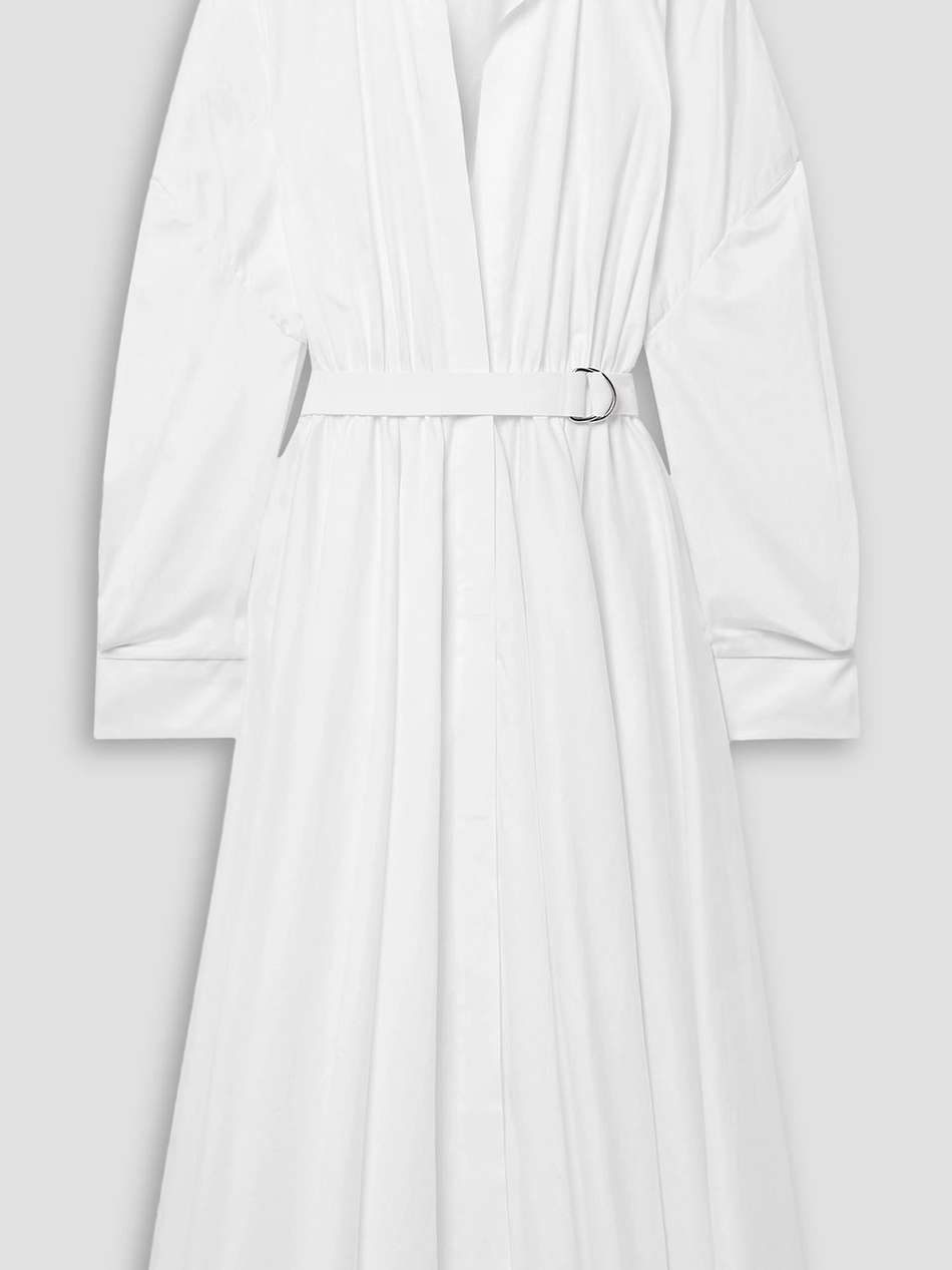 belted cotton-poplin midi shirt dress