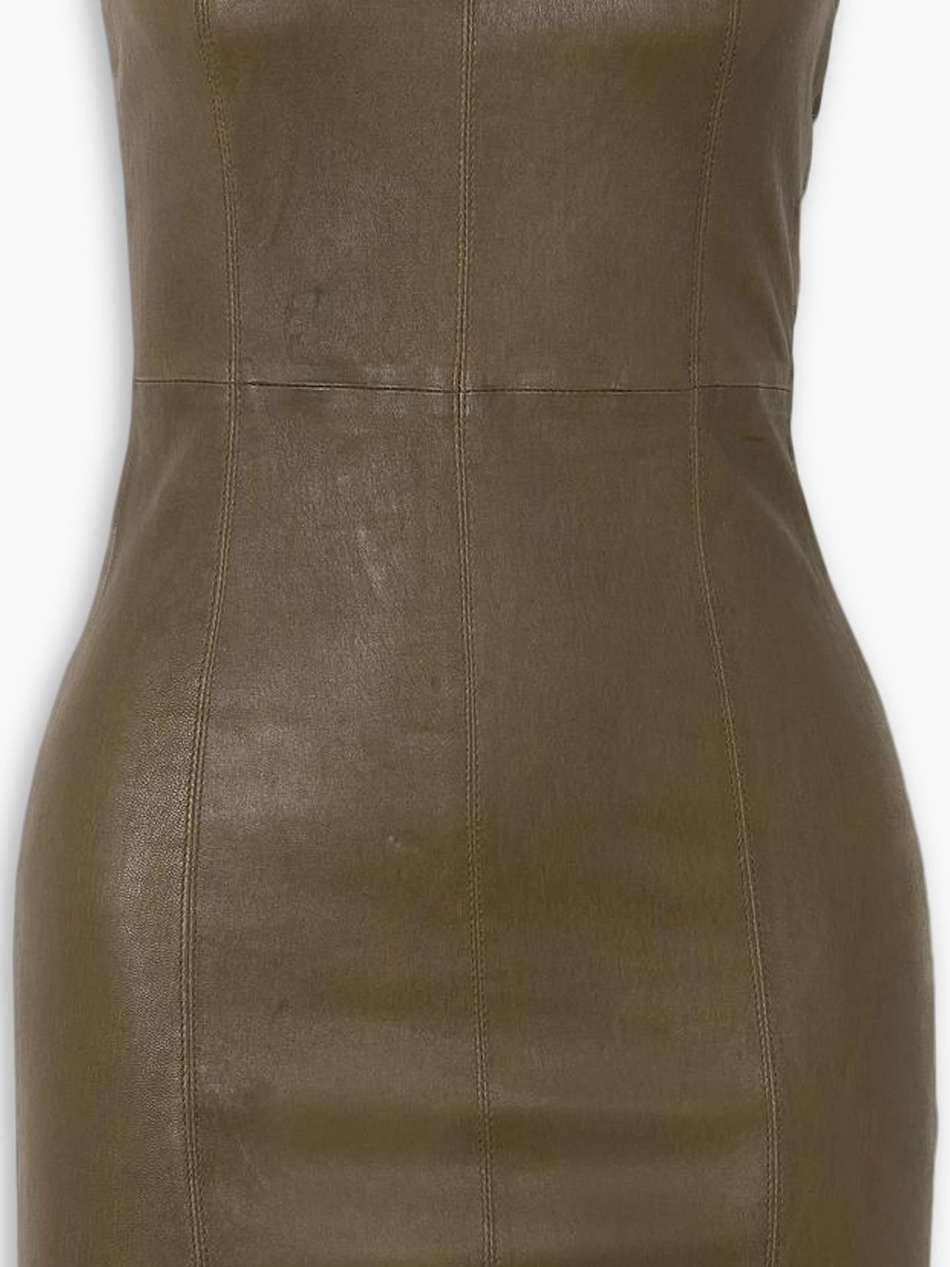 strapless leather mini dress