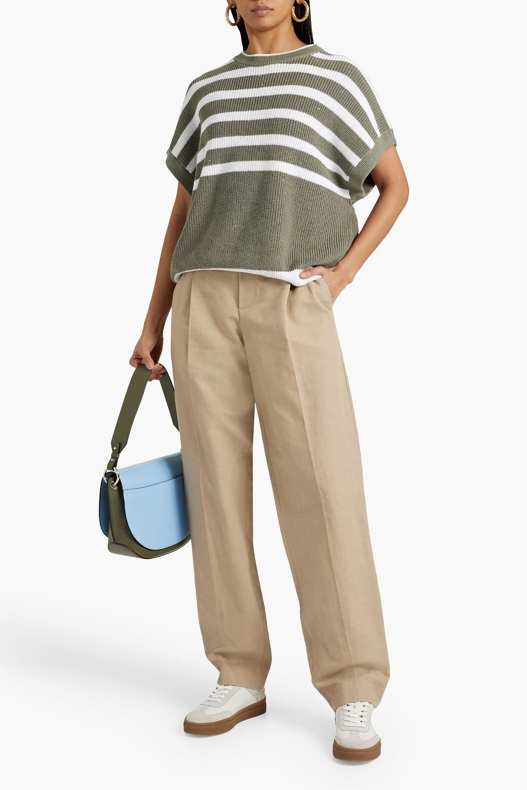 BRUNELLO CUCINELLI Cotton and linen-blend canvas straight-leg pants