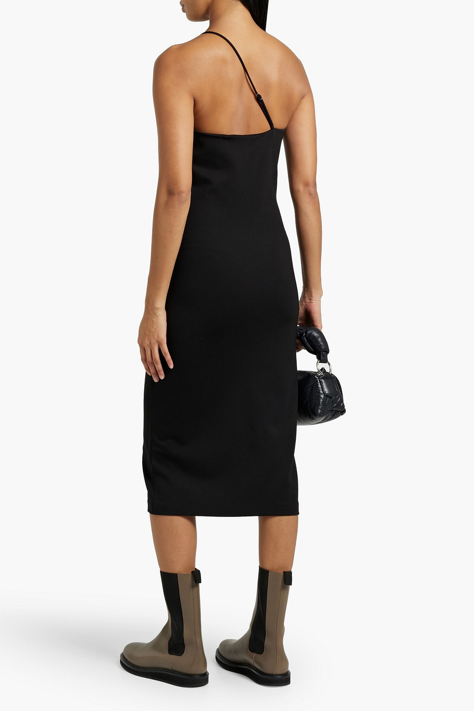 Shop Rag & Bone Irina One-shoulder Stretch-jersey Midi Dress In Black