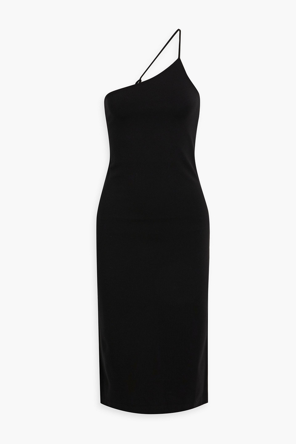 Shop Rag & Bone Irina One-shoulder Stretch-jersey Midi Dress In Black