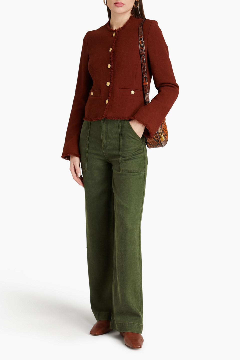 Shop Rag & Bone Carmen Wool-crepe Jacket In Brick