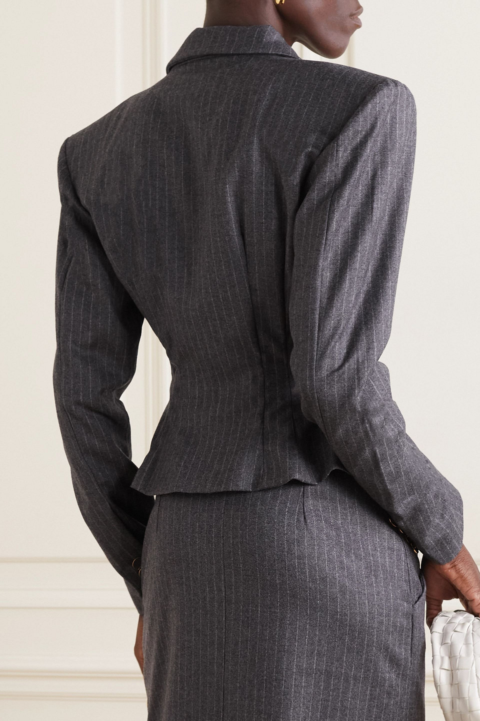 ROWEN ROSE PINSTRIPED WOOL AND CASHMERE-BLEND BLAZER