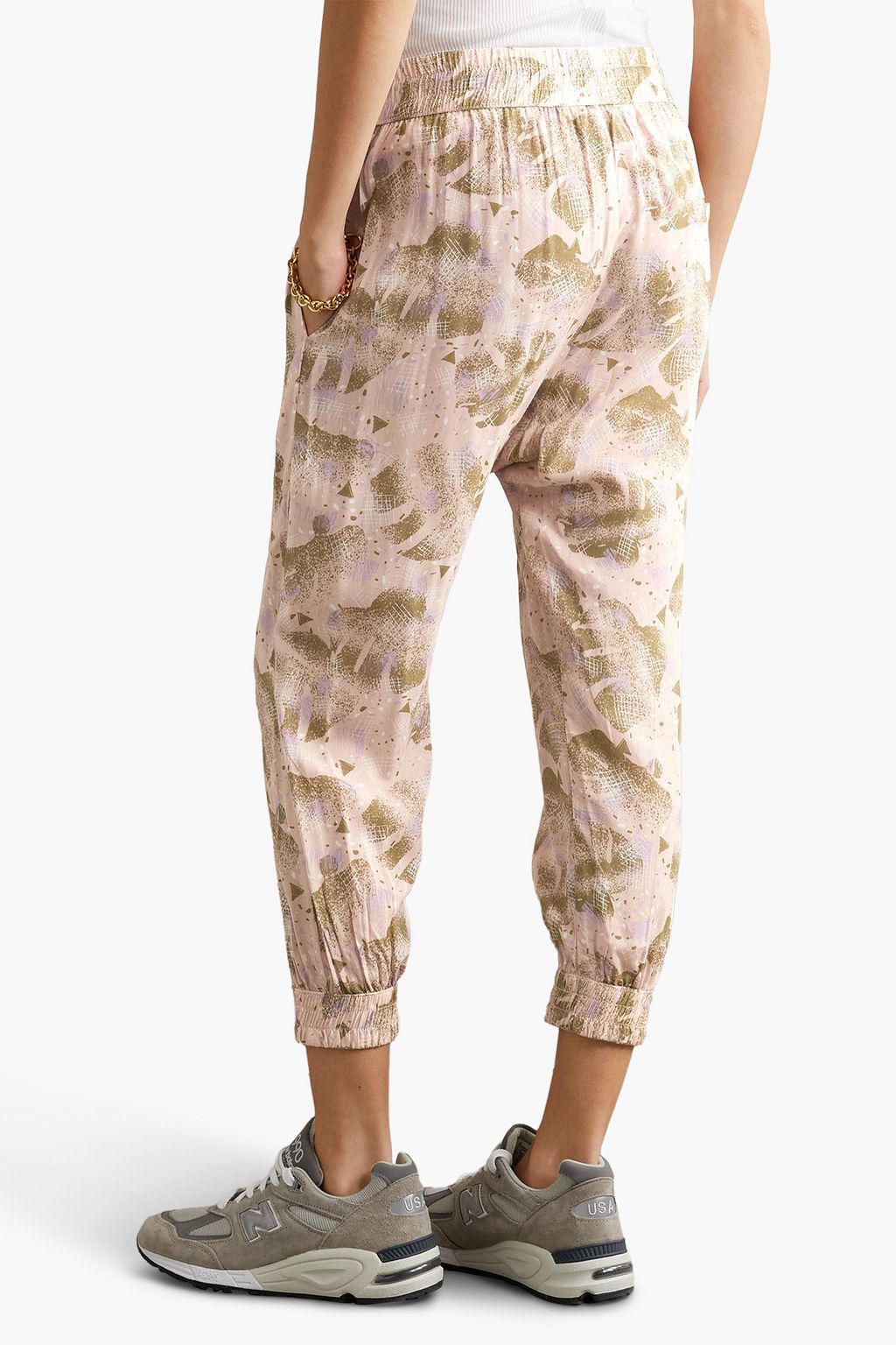 PARADISED Cropped printed voile track pants