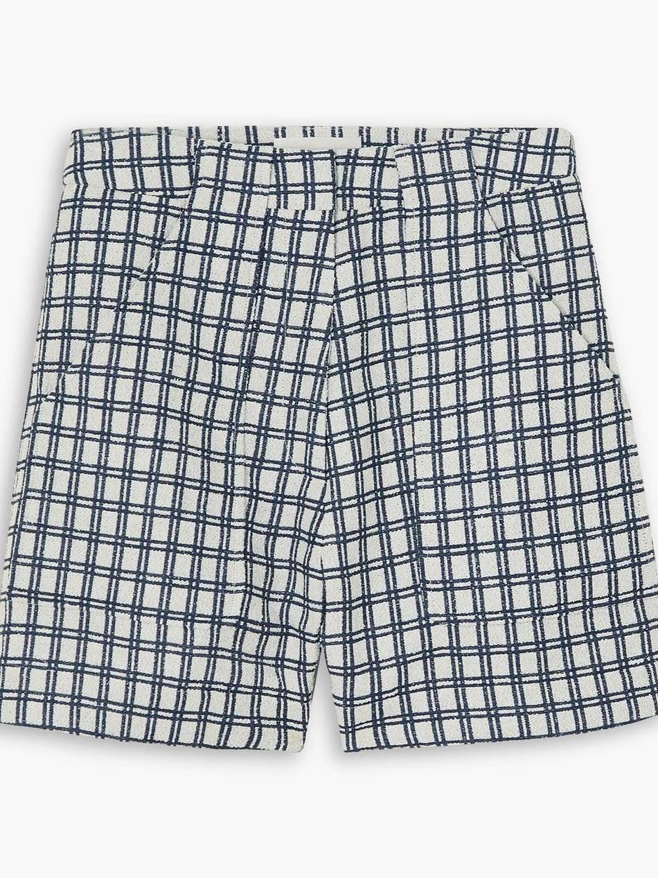 checked cotton-blend bouclé-jacquard shorts
