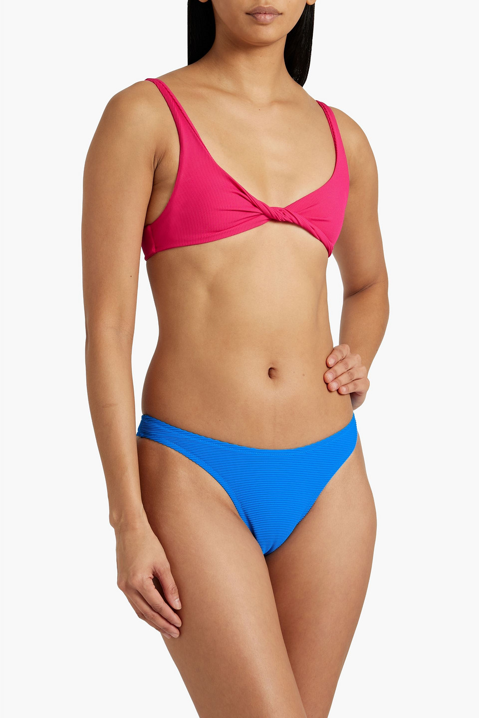 Shop Fisch Flamands Ribbed Low-rise Bikini Briefs In Bright Blue