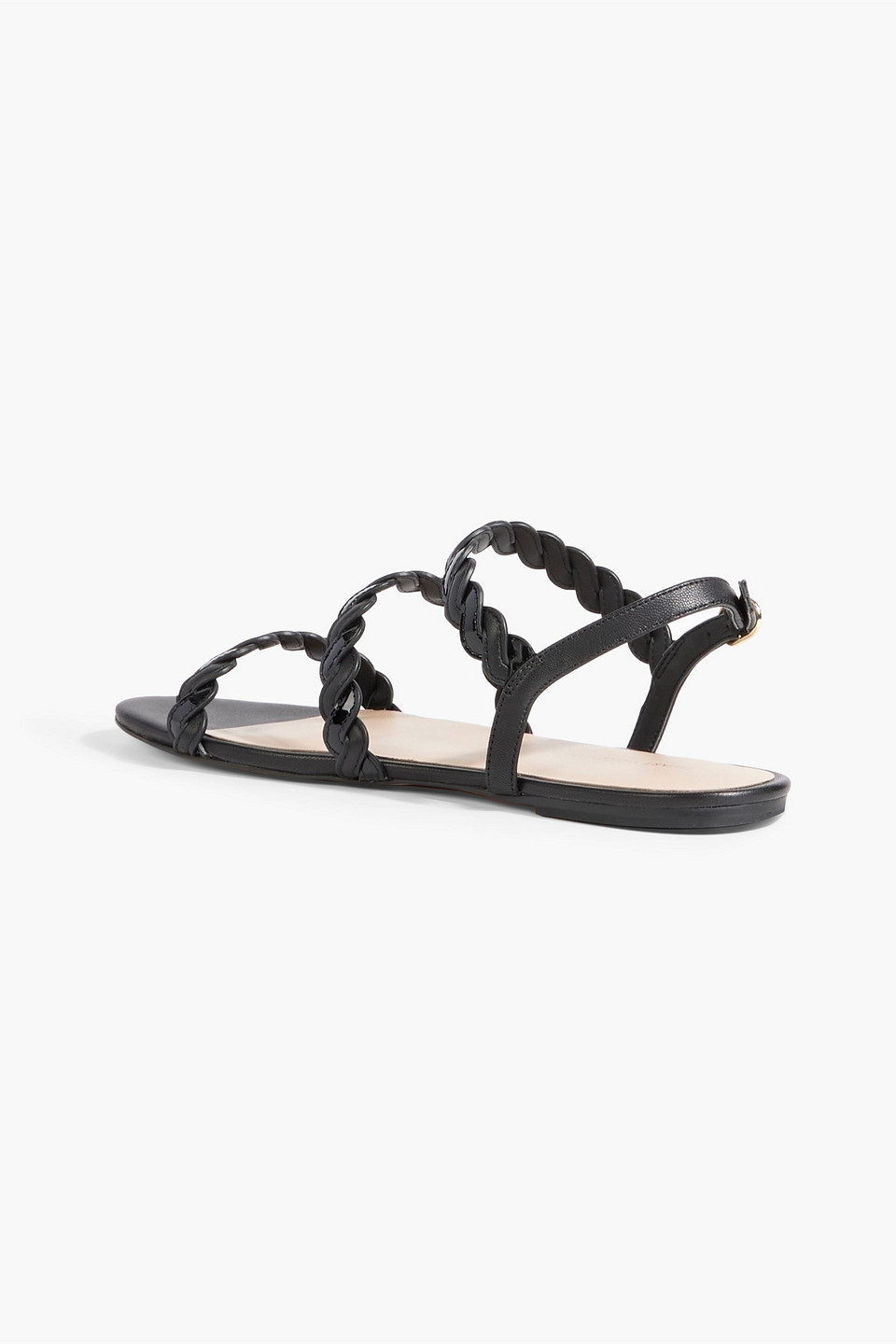 STUART WEITZMAN TWISTIE SMOOTH AND PATENT-LEATHER SLINGBACK SANDALS 3074457345636361662