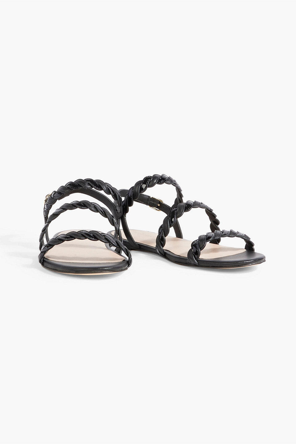 STUART WEITZMAN TWISTIE SMOOTH AND PATENT-LEATHER SLINGBACK SANDALS 3074457345636361662