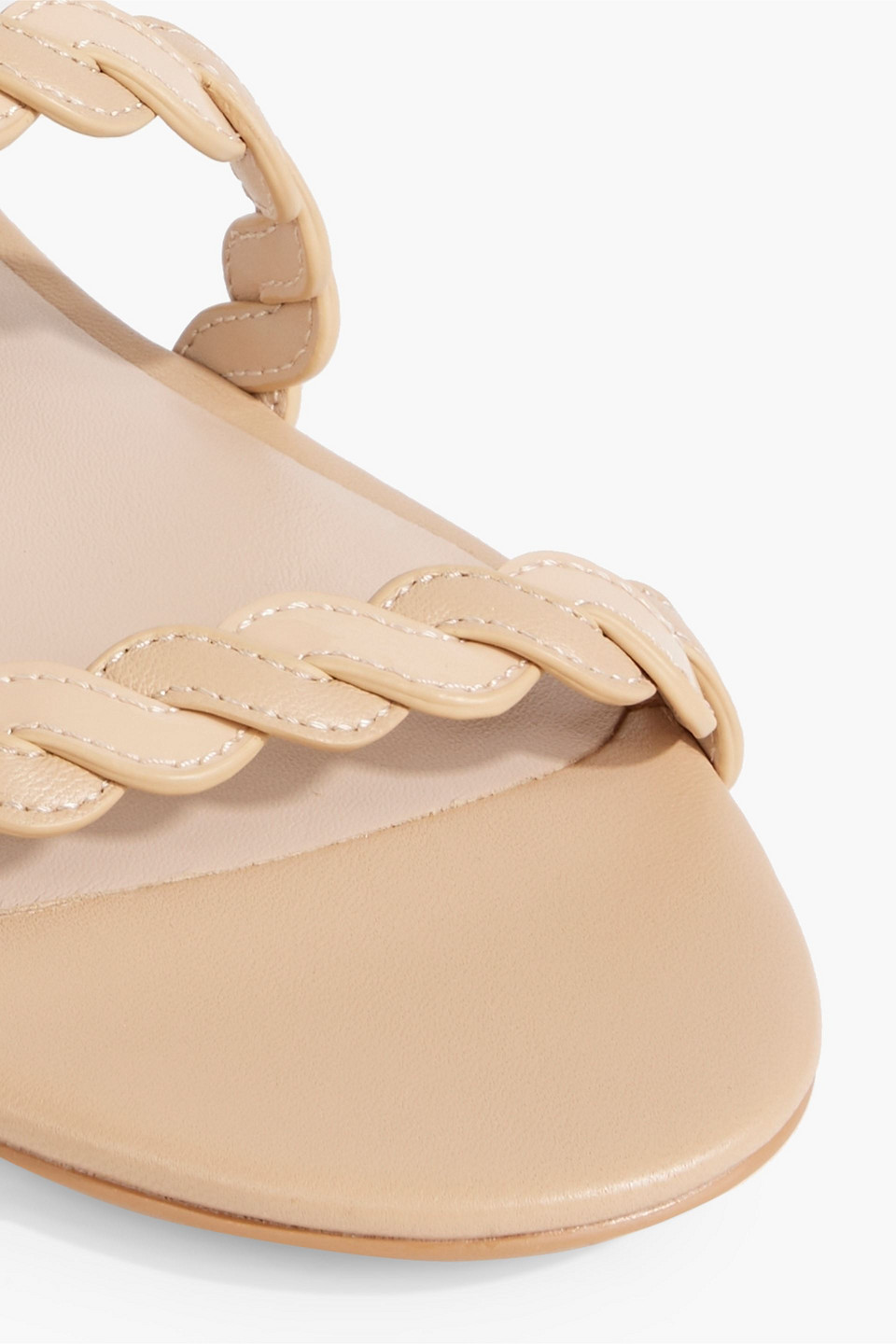 Stuart Weitzman Twistie Smooth And Patent-leather Slingback Sandals In Beige