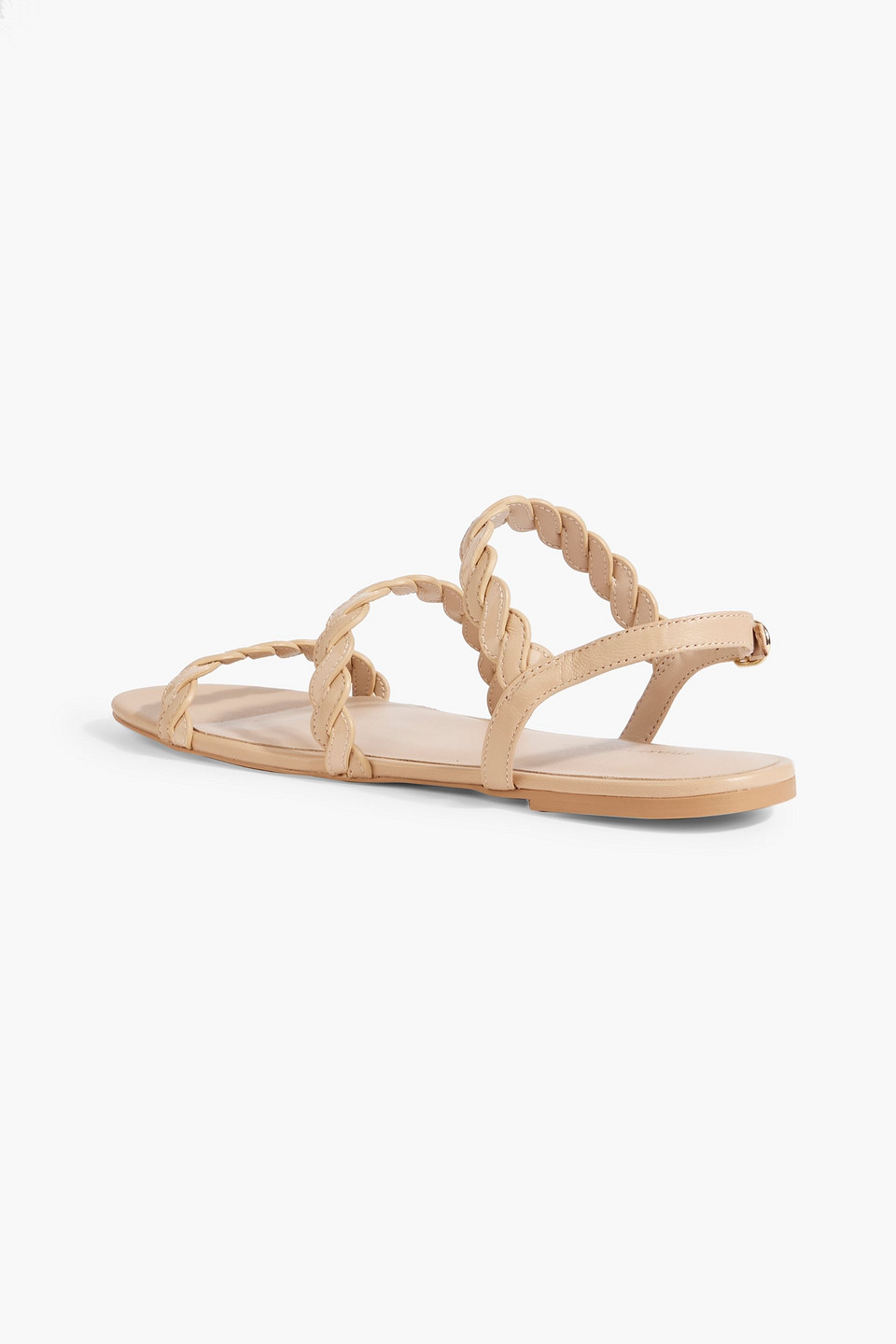 Stuart Weitzman Twistie Smooth And Patent-leather Slingback Sandals In Beige