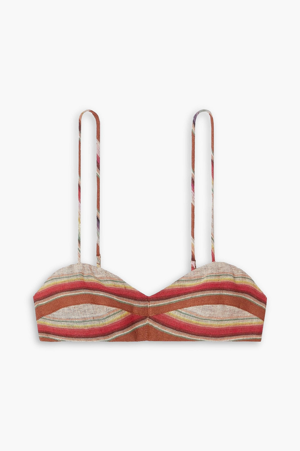 Miguelina + Net Sustain Striped Linen Bralette In Brick