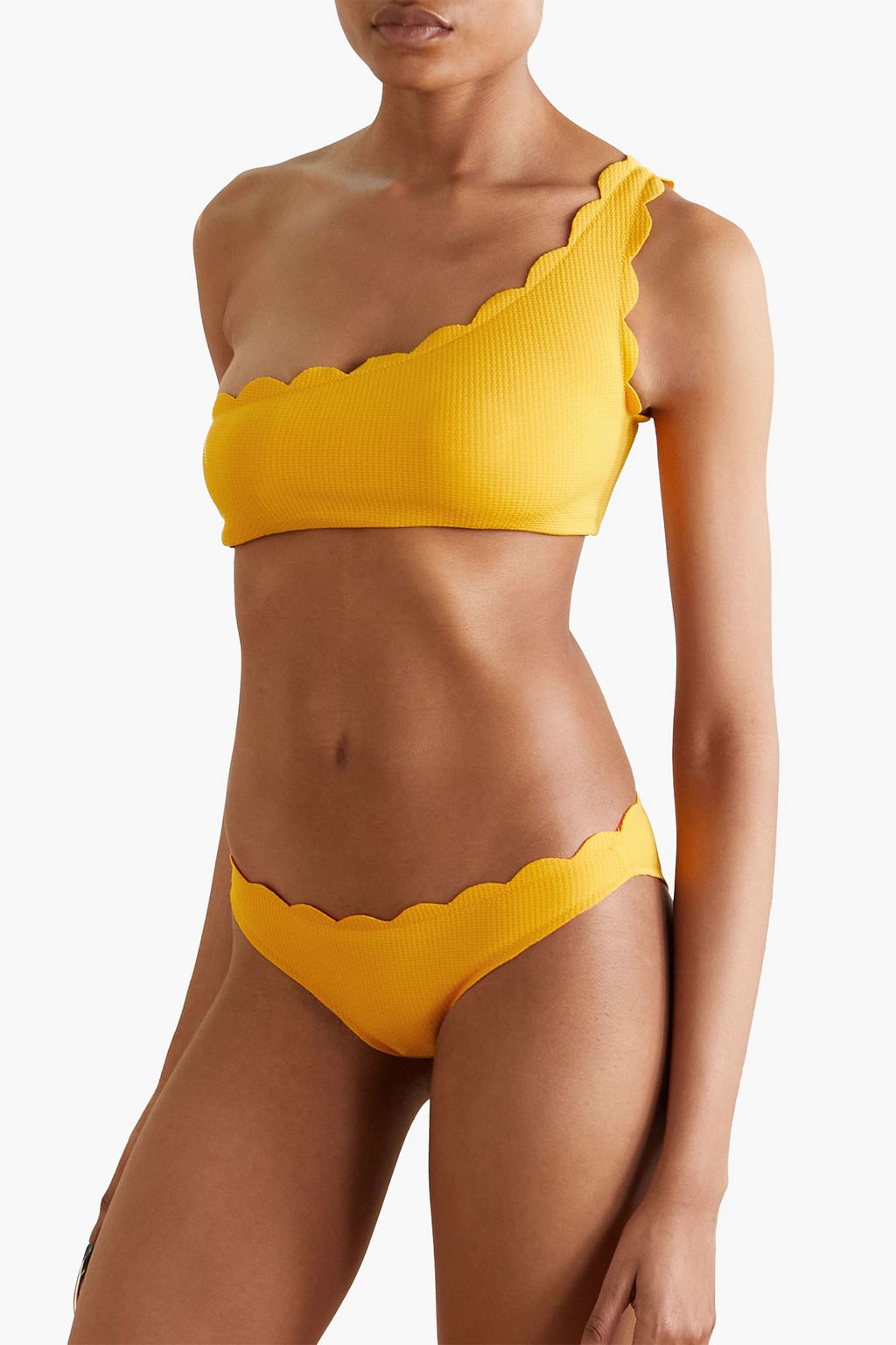 MARYSIA Santa Barbara textured stretch-crepe mid-rise bikini briefs