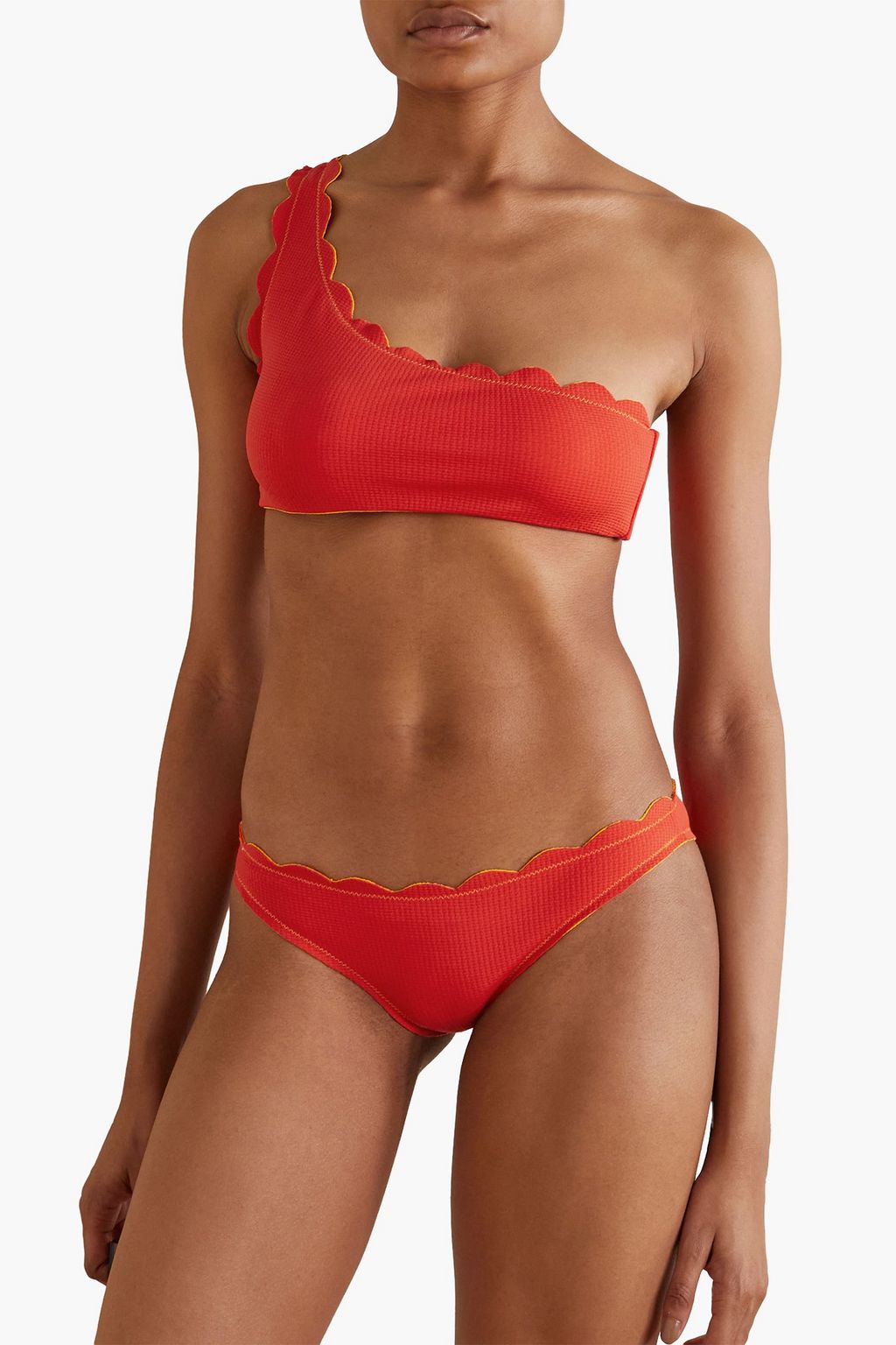 MARYSIA Santa Barbara textured stretch-crepe mid-rise bikini briefs