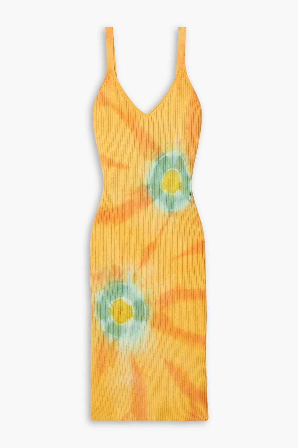 The Elder Statesman Ecliptic Kleid Aus Einer Biobaumwoll-kaschmirmischung Mit Batikmuster In Yellow