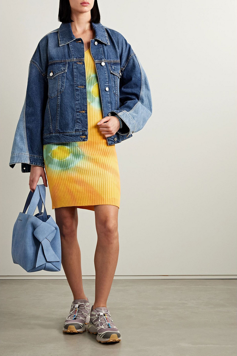 The Elder Statesman Ecliptic Kleid Aus Einer Biobaumwoll-kaschmirmischung Mit Batikmuster In Yellow