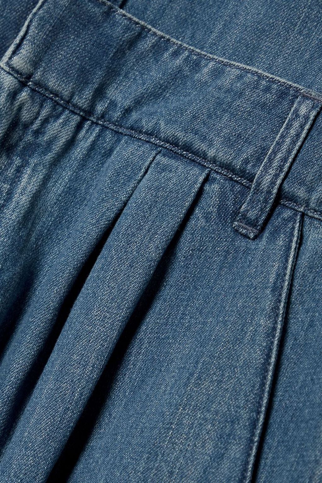 TIBI 플리츠 데님 점프수트