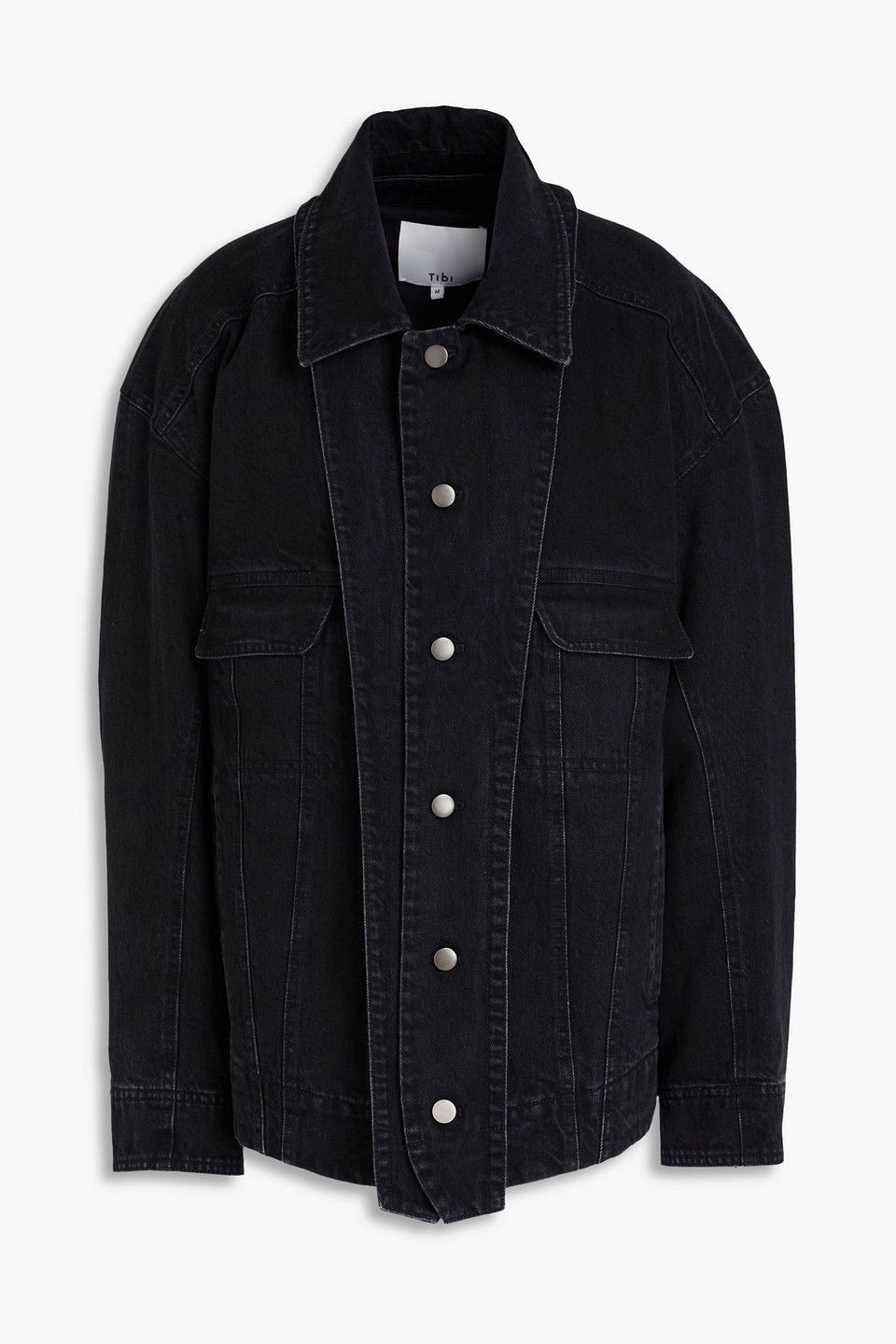 Tibi Convertible Denim Jacket In Black