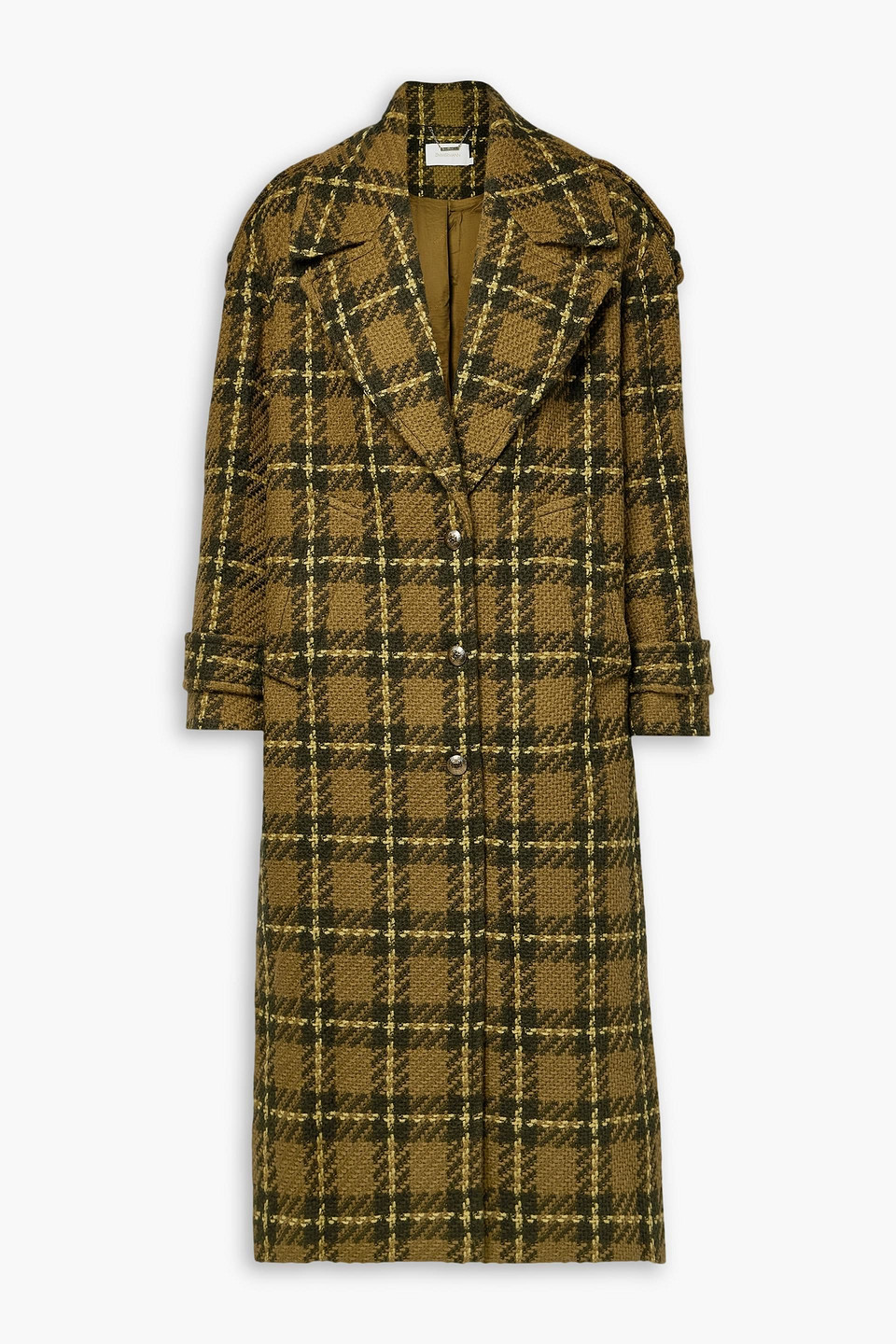 Zimmermann Checked Wool-tweed Coat In Mustard