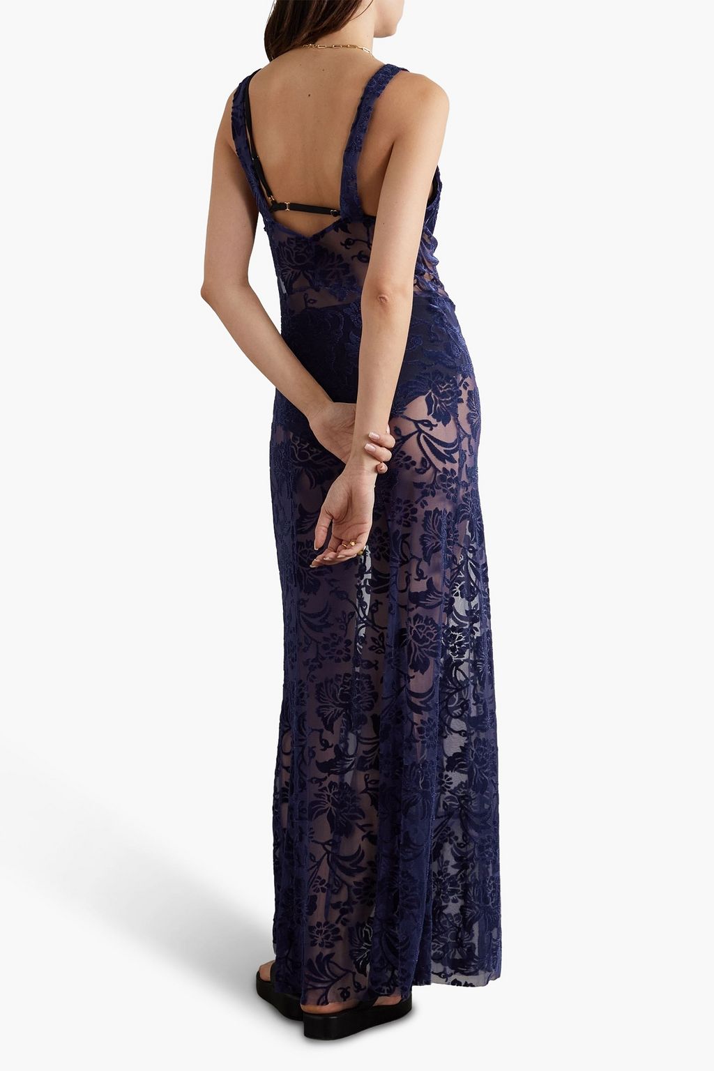 NORMA KAMALI Eloise flocked stretch-tulle maxi dress
