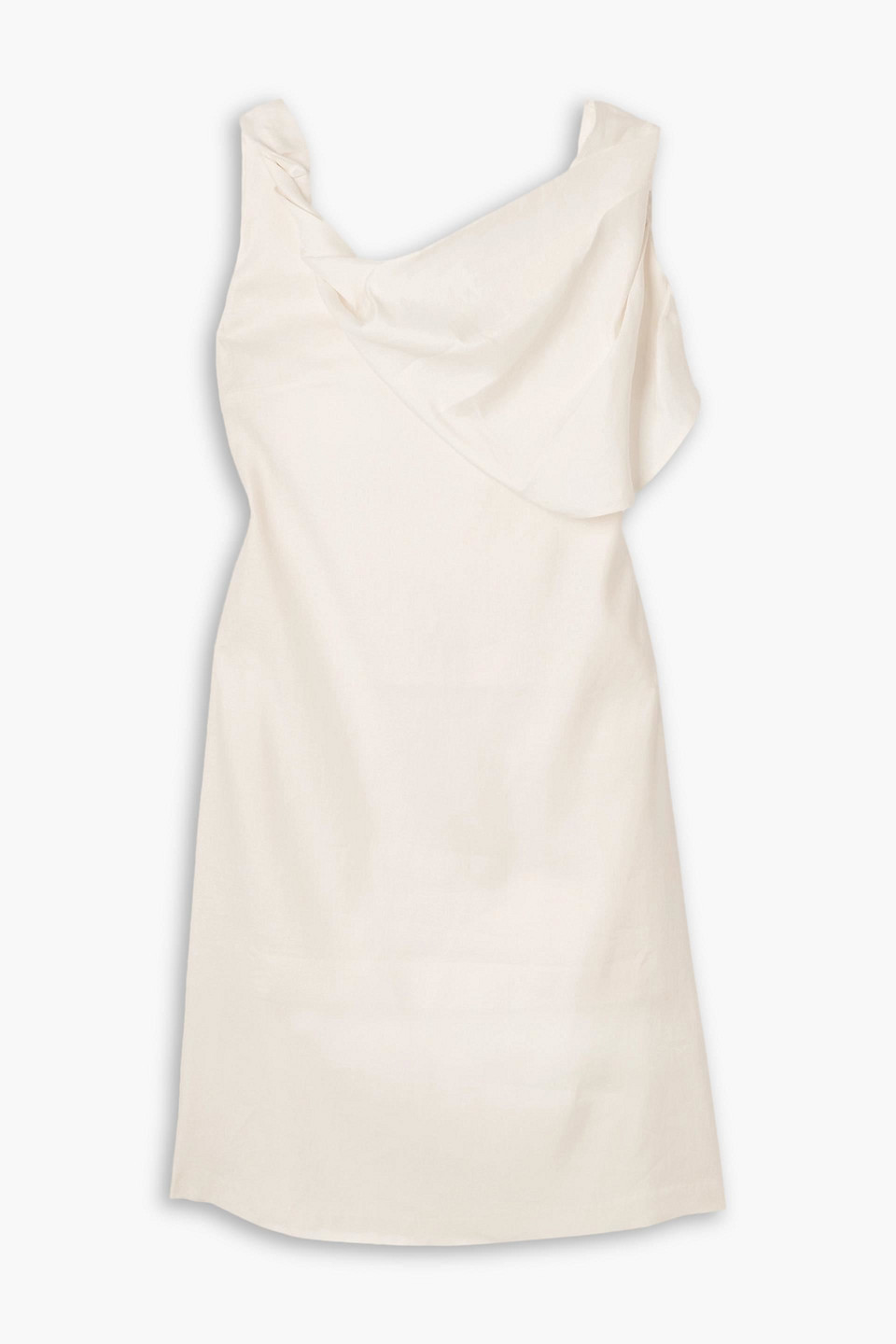 Draped linen-blend dress