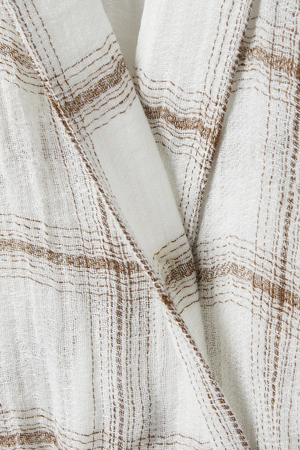 LISA MARIE FERNANDEZ Checked linen-blend gauze hooded robe